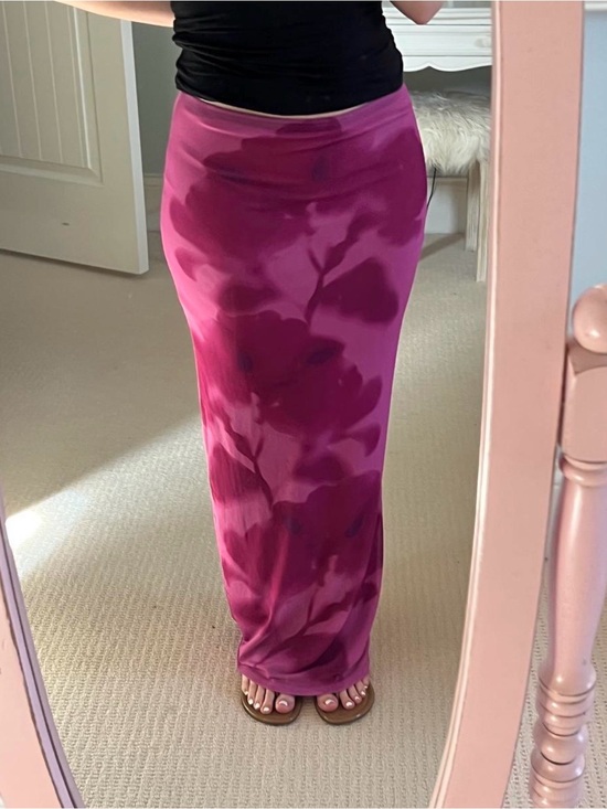 Open Edit Dresses & Skirts - Open Edit XS Magenta Floral Maxi Skirt - Mesh